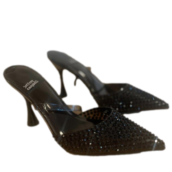 NEW Jeffrey Campbell Heiress Black Crystal Heel w/ Clear Strap Size 8.5 - Picture 12 of 12